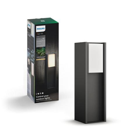Stalp LED pentru exterior Philips Hue Turaco, 9W (60W), 806 lm, lumina calda (2700K), dimabila, IP44, 402x121mm, Antracit