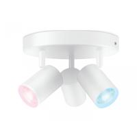 Spot LED RGB WiZ Imageo, Wi-Fi, Bluetooth, control vocal, 3xGU10, 3x5W, 1035 lm, lumina alba si color (2200-6500K), IP20, 12.3x21cm, Metal, Alb