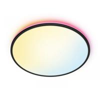 Plafoniera LED RGB WiZ Rune, Wi-Fi, Bluetooth, control vocal, 21W, 2100 lm, lumina alba si color (2700-6500K), IP20, 40cm, Metal/Plastic, Negru