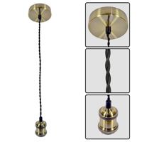 Pendul Vivalux RETRO Antique Brass, E27, max. 60W, textil/Metal, IP20, Ø100mm, cablu dublu Negru 1m, bec neinclus