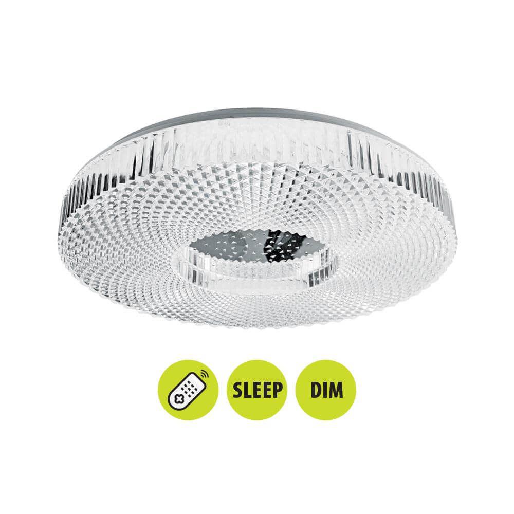 Plafoniera LED Vivalux ARIA, 75W, 3000-6400 lm, lumina alba (3000-6400K), dimabila prin telecomanda inclusa, 120°, IP20, Ø500x73mm, 25000h, Crom