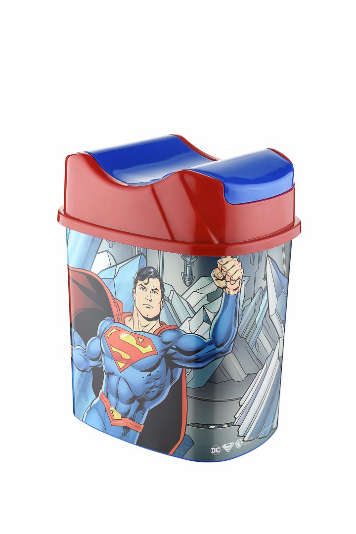 Coș de gunoi cu capac sticker Superman 5.5 L, 17x22x25 cm, WB-SPCOS5