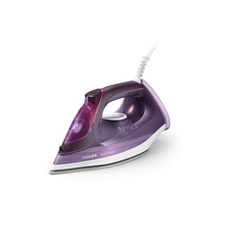 Fier de calcat Philips DST3041/30 seria 3000, 2600W, talpa ceramica, abur 40 g/min, jet de abur 200 g, capacitate rezervor 300ml, glisor anticalcar, sistem anti picurare, Mov