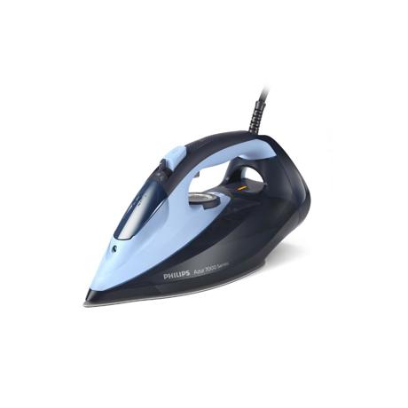 Fier de calcat Philips Azur DST7041/20, 2800W, debit de abur continuu de 50g/min si jet de abur de 250 g, talpa SteamGlide Elite, rezervor de 300ml si sistem de curatare automata cu rezervor integrat pentru calcar, oprire automata de siguranta, albastru