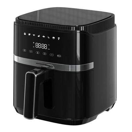 Friteuza cu aer cald Heinner VarietyFry HAF-B5BK1500, putere: 1500W, capacitate: 5L, display digital cu control tactil, timer 60 min, temperatura 80-200° C, 8 programe presetat, cos detasabil, oprire automata, picioruse anti- alunecare, negru