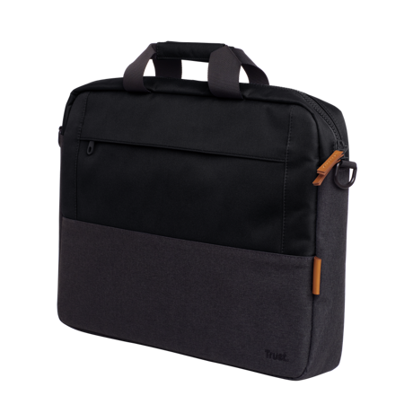 Geanta laptop Trust Lisboa, pentru laptopuri cu diagonala pana in 16",2 compartimente, material POM, RPET Polyester, RPET, volum 2.1 L, negru