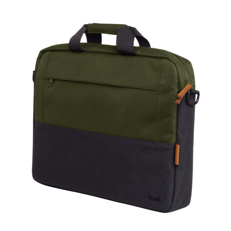 Geanta laptop Trust Lisboa, pentru laptopuri cu diagonala pana in 15.6", 2 compartimente, material POM, RPET Polyester, RPET, volum 2.1 L,  verde