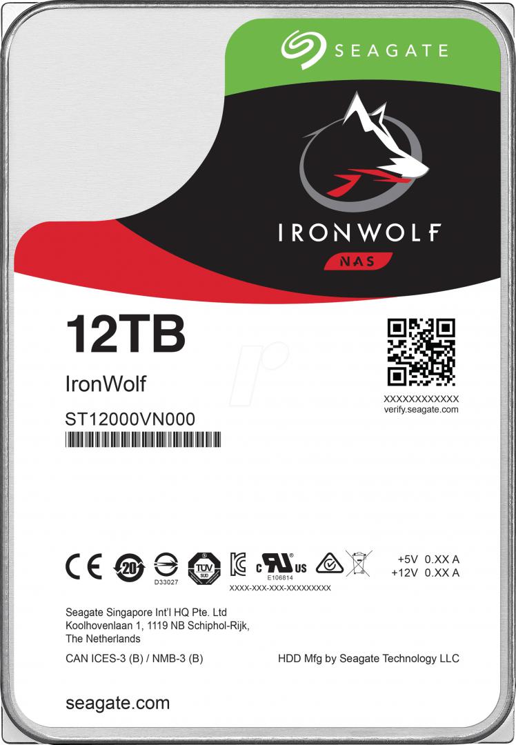 HDD Seagate IronWolf, 12TB, 7200RPM, SATA III