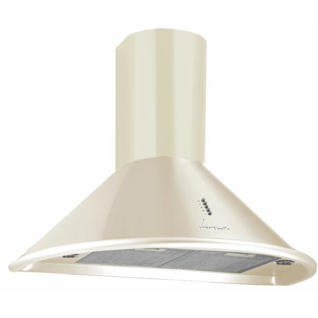 Hota semineu rotunda Fram FDH-690RBG, 600.06 m³/h, 3 viteze, Control butoane, 2 filtre de aluminiu lavabile, 90 cm, Crem