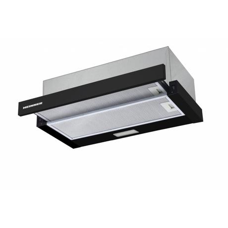 Hota incorporabila telescopica HEINNER HTCH-F400BK, 358.4 m3/h, 1 motor, Lumina LED, 2 filtre de aluminiu, 60 cm, Negru