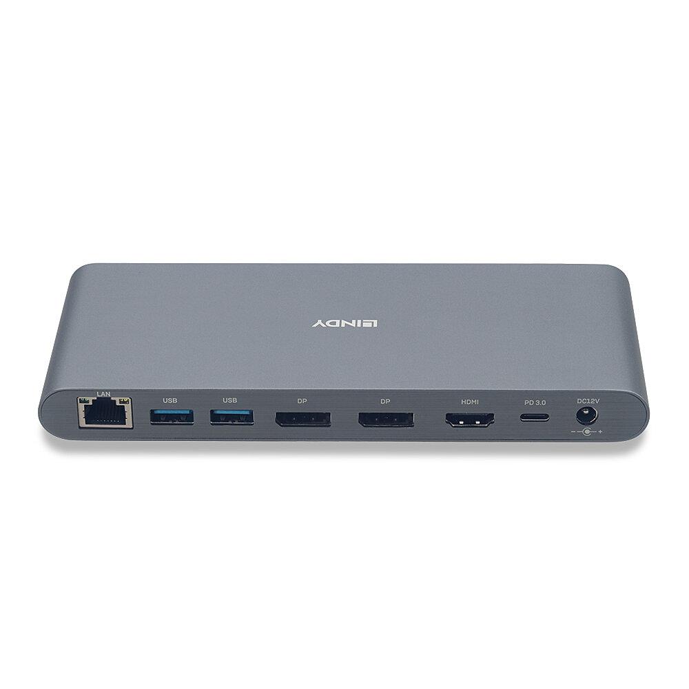 Dock Laptop Lindy USB 3.2 Type C, 5k DP, PD 3.0 100W, Gigabit, SD, MicroSD, Audio
