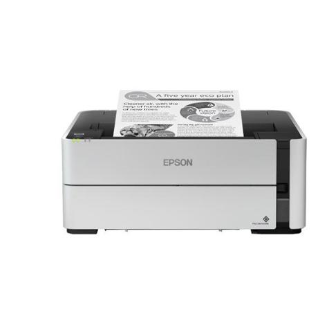 Imprimanta inkjet mono CISS Epson M1180, dimensiune A4, viteza max 39 ppm, Duplex, rezolutie printer 1200x2400dpi, alimentare hartie 250 coli, interfata: USB, Ethernet, WiFi, Wi-Fi Direct, consumabile: C13T03P14A ( 120ml) , doua recipiente de cerneala incluse, greutate: 4.3 kg.