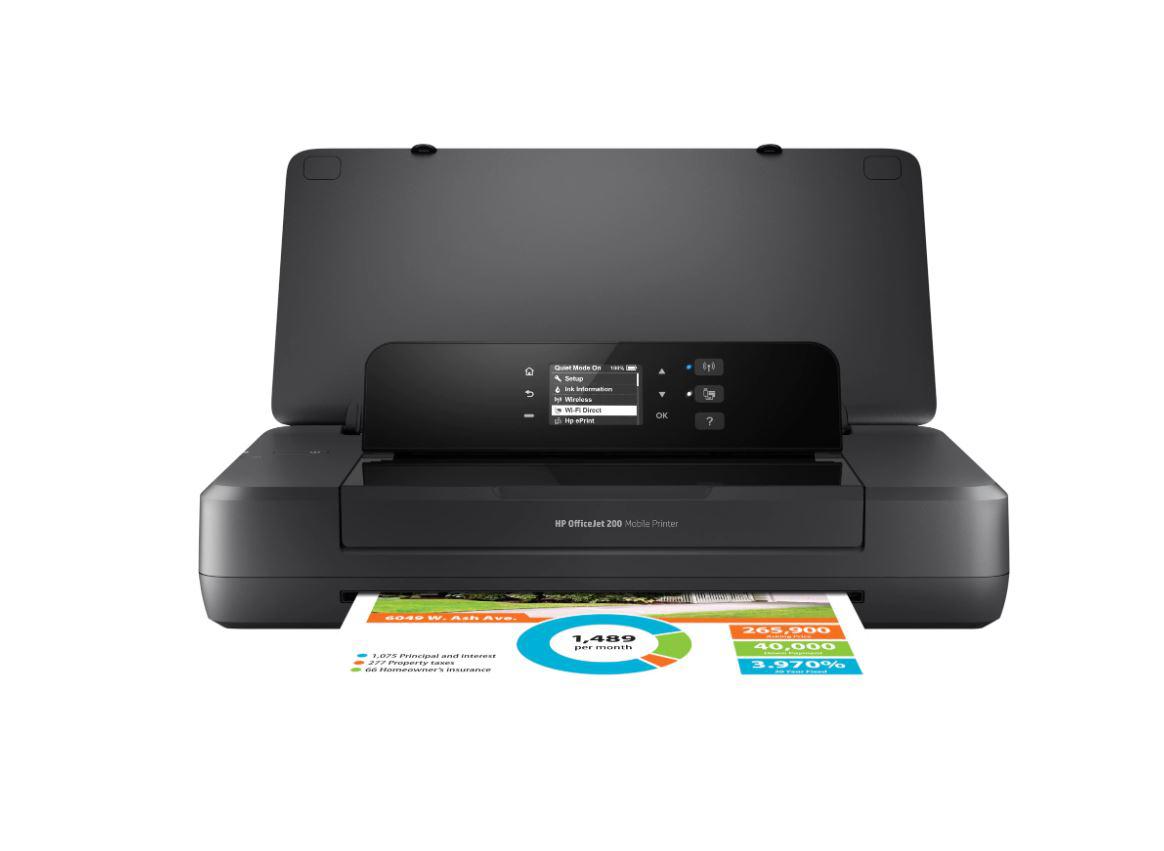 Imprimanta inkjet A4 HP OfficeJet 200 Mobile Printer CZ993A HP OfficeJet 200 Mobile Printer; A4, color, portabila, viteza (ISO) : max 10ppm black, 7 ppm color (CA), 9 ppm black, 6 ppm color (baterie), fpo 12 sec black (CA), 14 sec color (CA), 12 sec mono, 15 sec color (baterie), rezolutie