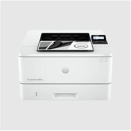 Imprimanta Laser Mono HP LaserJet PRO 4002DWE; A4, duplex, viteza printare 40ppm Rezolutie printare:1200x1200dpi, memorie 256MB, max, procesor 1.2 GHz, fpo 6.1 sec, limbaje HP PCL 6, HP PCL 5e, HP postscript level 3 emulation, PDF, URF, PWG Raster , alimentare hartie: 350coli standard, 900, display
