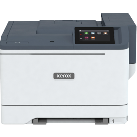 Imprimanta laser color Xerox C410V_DN, Viteza Până la 42/40 ppm Letter/A4, Procesor 1 GHz Dual-Core, Memorie 1 GB RAM/8 GB eMMC/Opțional: HDD 500+ GB, Interfata: USB de mare viteză 2.0 (tip A), USB de mare viteză (tip B) Gigabit Ethernet/Opțional: Adaptor  de rețea wireless (802.11 b/g/n/ac)
