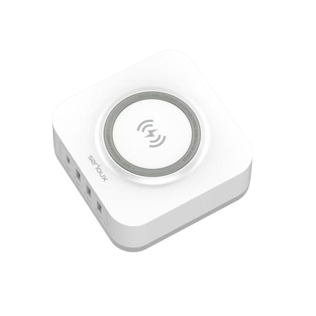 Incarcator retea & wireless Serioux 32W QC, Intrare: AC100-240V 50/60HZ 0.8A Max, PD Ieșire: 5V = 3A, 9V=3A, 12V=2.5A 30W, QC Ieșire: 5V=3A, 9V= 2A, 12V=1.5A 18W, USB-A Ieșire: 5V=2.4A (Auto-ID) 12W Max, Wireless Ieșire: 15W (5W/7.5W/10W/15W) Max, Total: 32W Max