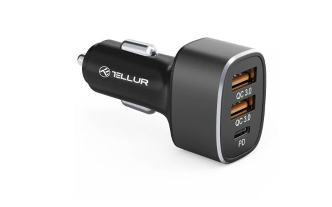 Incarcator auto Tellur FCC9 2x USB Type A QuickCharge 3.0, 1x USB Type C PowerDelivery, 56W