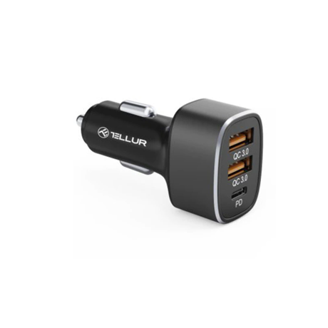 Incarcator auto Tellur FCC9 2x USB Type A QuickCharge 3.0, 1x USB Type C PowerDelivery, 56W