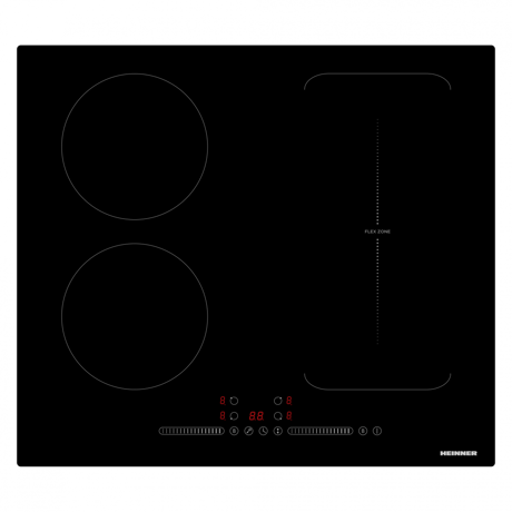 Plita incorporabila Heinner HBHI-M4ZB1FXTC, Inductie, 4 zone de gatit, Booster, Timer, Protectie copii, 60 cm, 7400 W, Negru