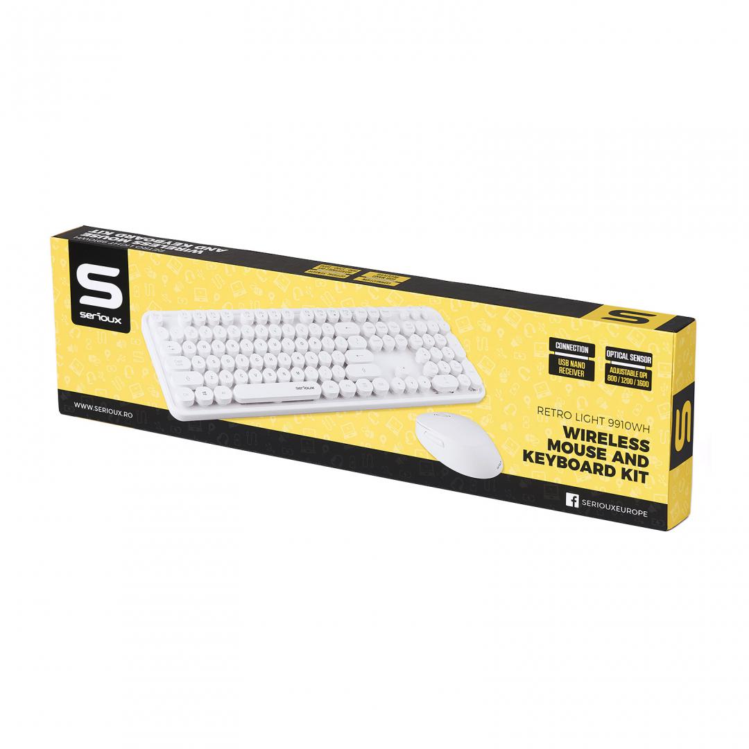 Kit tastatura + mouse Serioux Retro light 9910WH