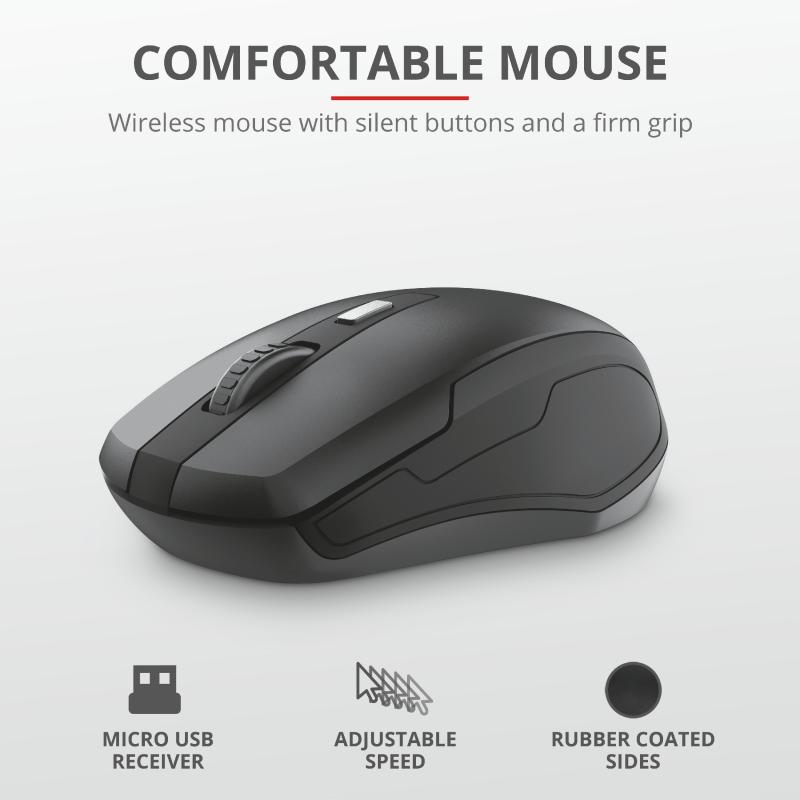 Kit tastatura si mouse Trust ODY, Wireless, negru