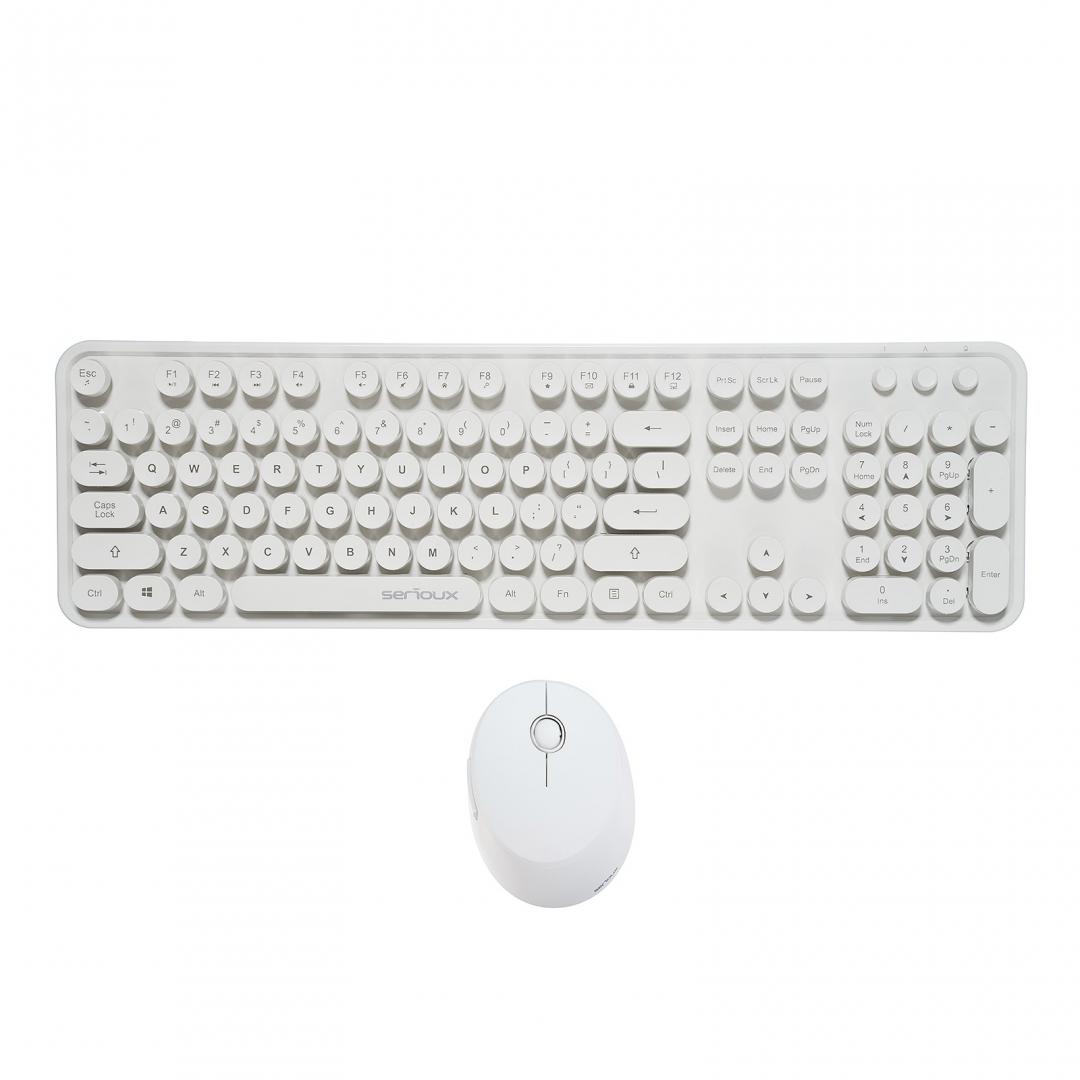 Kit tastatura + mouse Serioux Retro light 9910WH