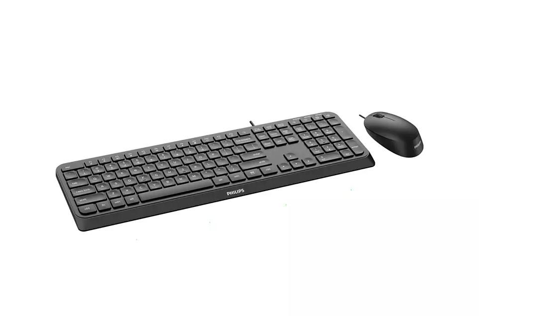 Kit Philips SPT6207, cu fir, USB 2.0, 104 taste, membrana, 1.6m negru + Mouse SPK7207
