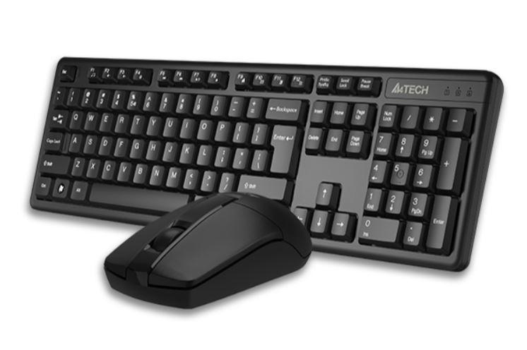 Kit TASTATURA si Mouse A4TECH, „GK-3+G3-330N", wireless, 104 taste format standard, mouse 1000dpi, 3/1 butoane, negru, „3330N”