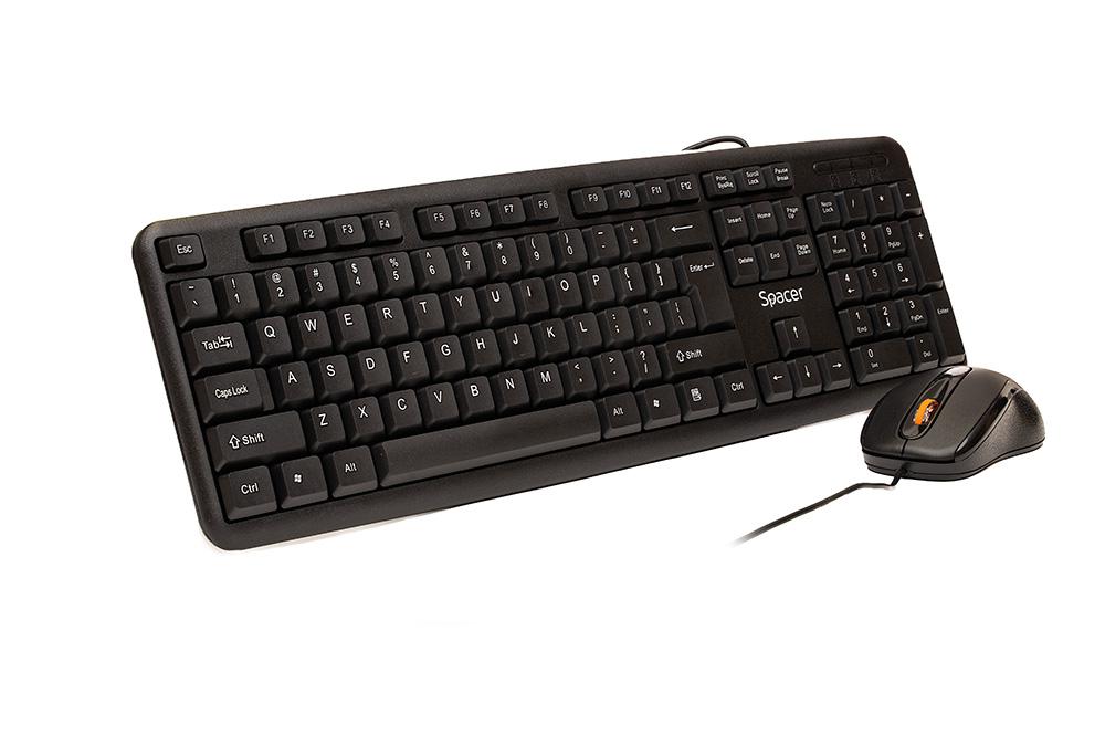 KIT Tastatura si Mouse Spacer SPDS-S6201 cu fir, USB, tastatura „SPKB- S62" + mouse optic „SPMO-F01", black, „SPDS-S6201”
