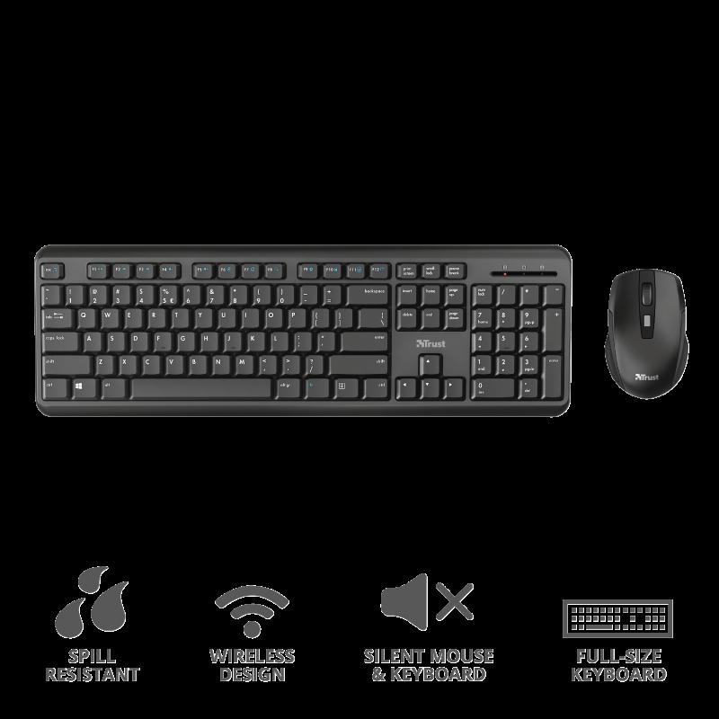 Kit tastatura si mouse Trust ODY, Wireless, negru