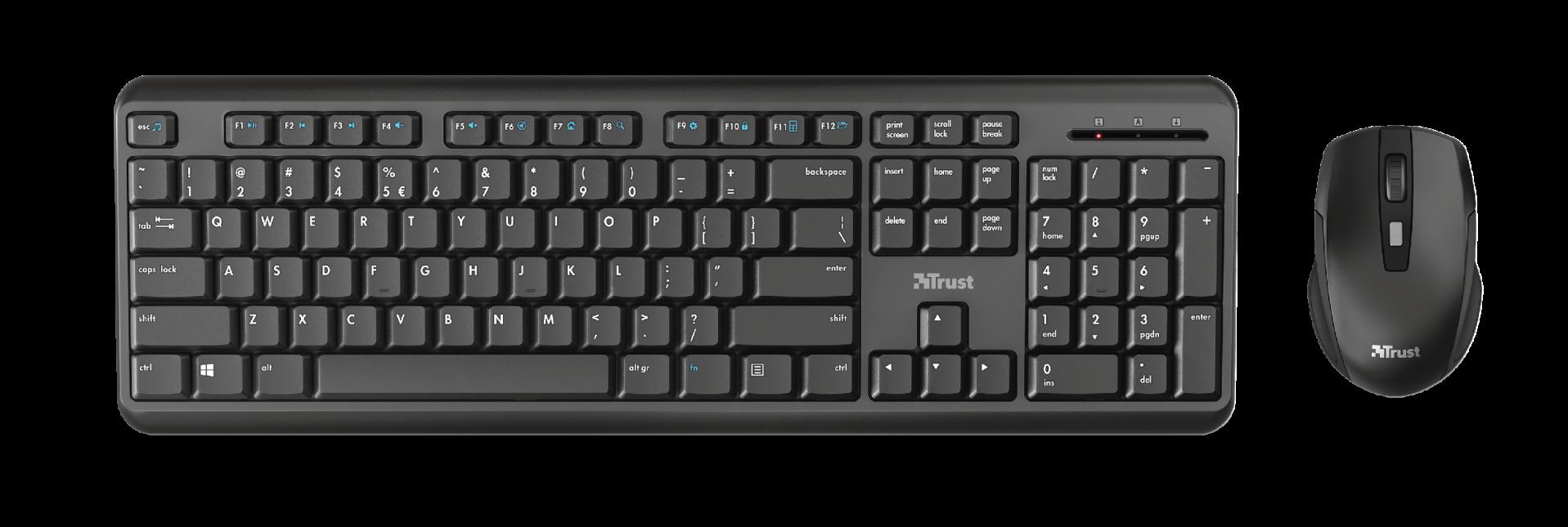Kit tastatura si mouse Trust ODY, Wireless, negru