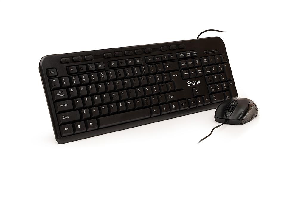 KIT Tastatura si Mouse Spacer SPDS-1691 cu fir, USB, tastatura multimedia „SPKB-169" + mouse optic „SPMO-M11", black, „SPDS-1691"