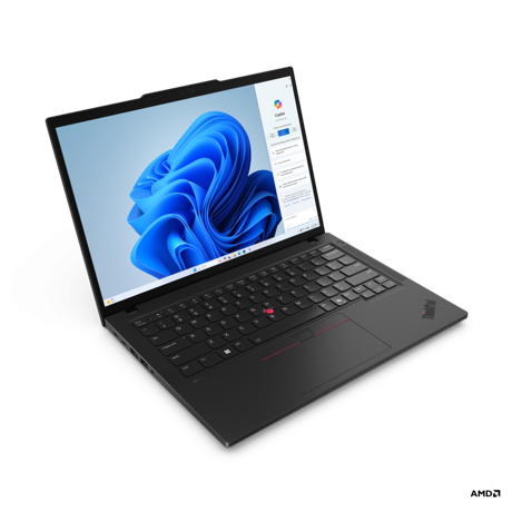 Laptop Lenovo ThinkPad T14 Gen 5 (AMD); 14" WUXGA (1920x1200) IPS 400nits Anti-glare, 45% NTSC, 60Hz, DBEF5; AMD Ryzen™ 7 PRO 8840U (8C / 16T, 3.3 / 5.1GHz, 8MB L2 / 16MB L3); Video Integrated AMD Radeon™ 780M Graphics; RAM 1x 32GB SO-DIMM DDR5-5600; 1TB SSD M.2 2280 PCIe® 4.0x4 Performance NVMe®