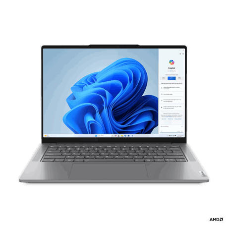 Laptop Lenovo Yoga Pro 7 14AHP9, 14.5" 3K (3072x1920) IPS 400nits Anti-glare, 100% P3, 100% sRGB, 120Hz, Eyesafe®, Dolby® Vision®, TCON, AMD Ryzen™ 7 8845HS (8C / 16T, 3.8 / 5.1GHz, 8MB L2 / 16MB L3), video NVIDIA® GeForce RTX™ 3050 6GB GDDR6, RAM 16GB Soldered LPDDR5x-6400, Memory soldered to