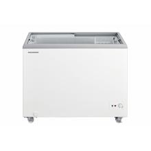 Lada frigorifica cu capac glisant din sticla Heinner HSF-M255WHC, 255L, clasa C, functionare convertibila (frigider/congelator), 1 cos, 111 x 64 x 89 cm, alb