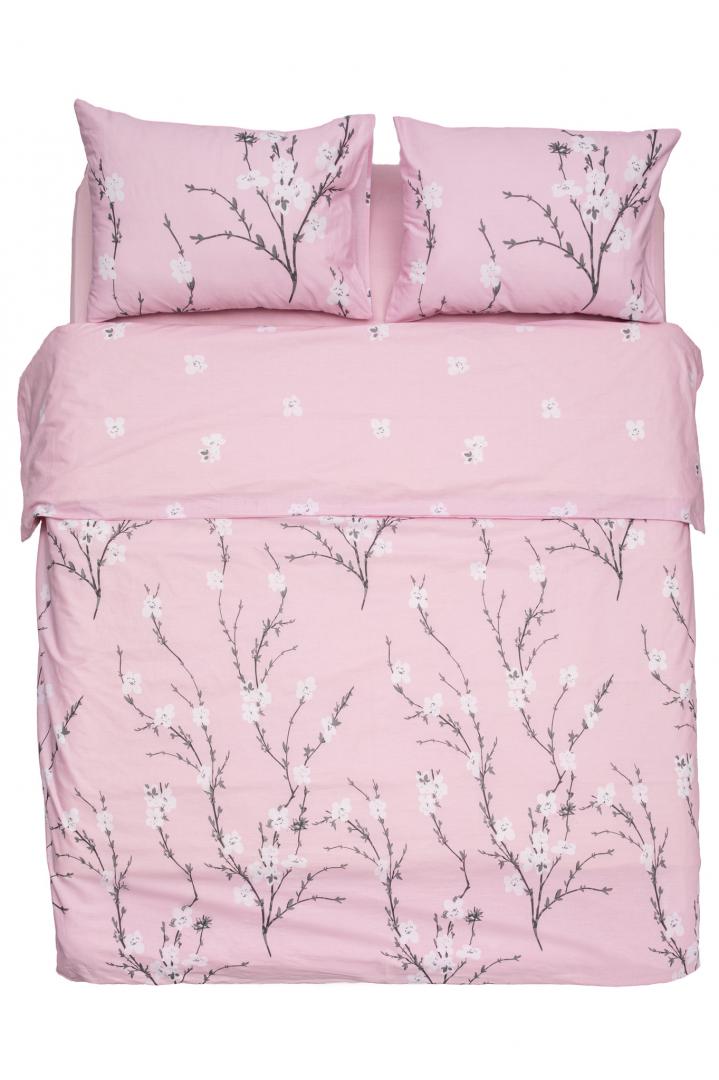Lenjerie Heinner King Size bumbac 4 piese, 132TC Pink Cherry