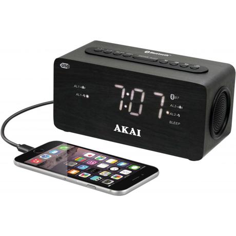 Radio cu ceas AKAI ACR-2993 Dual Alarm, Bluetooth  1.2″ white LED display