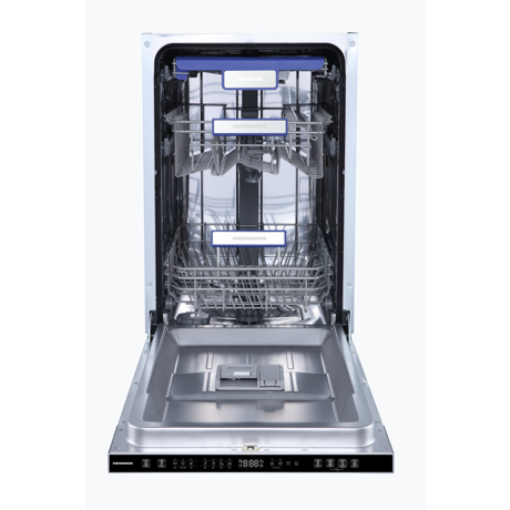 Masina de spalat vase incorporabila Heinner HDW-BIM45710AD+++, 10 seturi, clasa energetica D, display LED, 7 programe de spalare, Aquastop,45 cm
