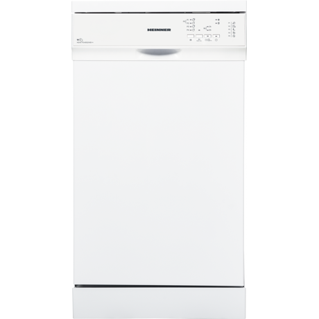 Masina de spalat vase Heinner HDW-FS4552WE++, Independenta, 10 seturi, 5 programe, Control electronic, Incarcare la jumatate, 45 cm, Alb