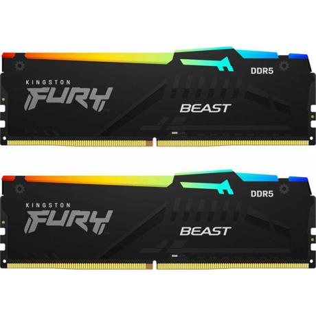 Memorie RAM Kingston FURY Beast RGB, DIMM, 16GB (2x8GB) DDR5, CL40, 5200MHz