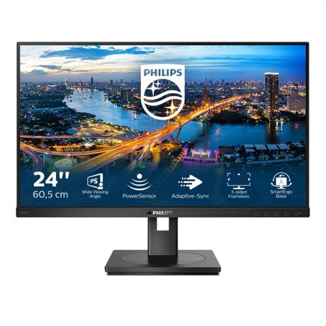 Monitor 23.8" PHILIPS 242B1, anti-glare 3H, haze 25%, 16:9, FHD 1920* 1080, 75 Hz, 4 ms, 250 cd/mp, 1000:1, 178/178, flicker free, EasyRead, LowBlue Mode, Adaptive sync, VGA, DVI, DP, HDMI, 4*USB, boxe 2*2W, headphone out, Kensington lock, VESA 100x 100, pivot, cabluri VGA/ HDMI/ DP/ audio incluse