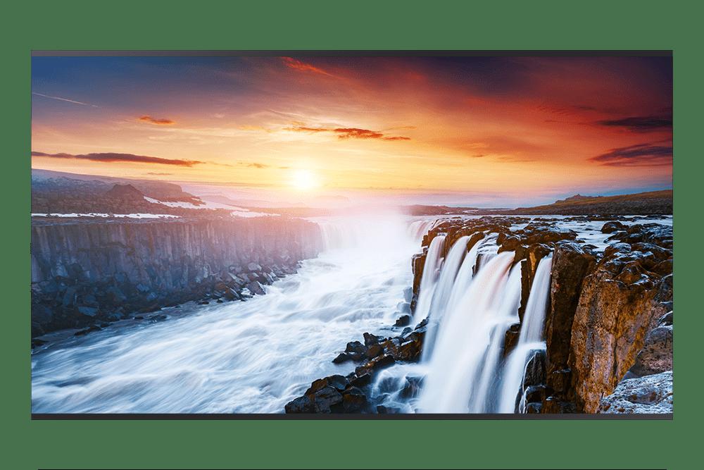 Ecran Videowall LFD Monitor Samsung VH55R, 55" (140cm), FHD, Bezel 0.88mm (0.44 even), Luminozitate 700nit, Timp Raspuns 8ms, Contrast 1100:1, Haze 28%, [...]; Conectivitate: INPUT: 1xDVI, 1xDP1.2, 2xHDMI 2.0, HDCP2.2, 1xUSB pt F/W Upgrade, 1xLAN, 1xRS232C, 1xIR, Audio In Stereo Mini Jack; OUTPUT