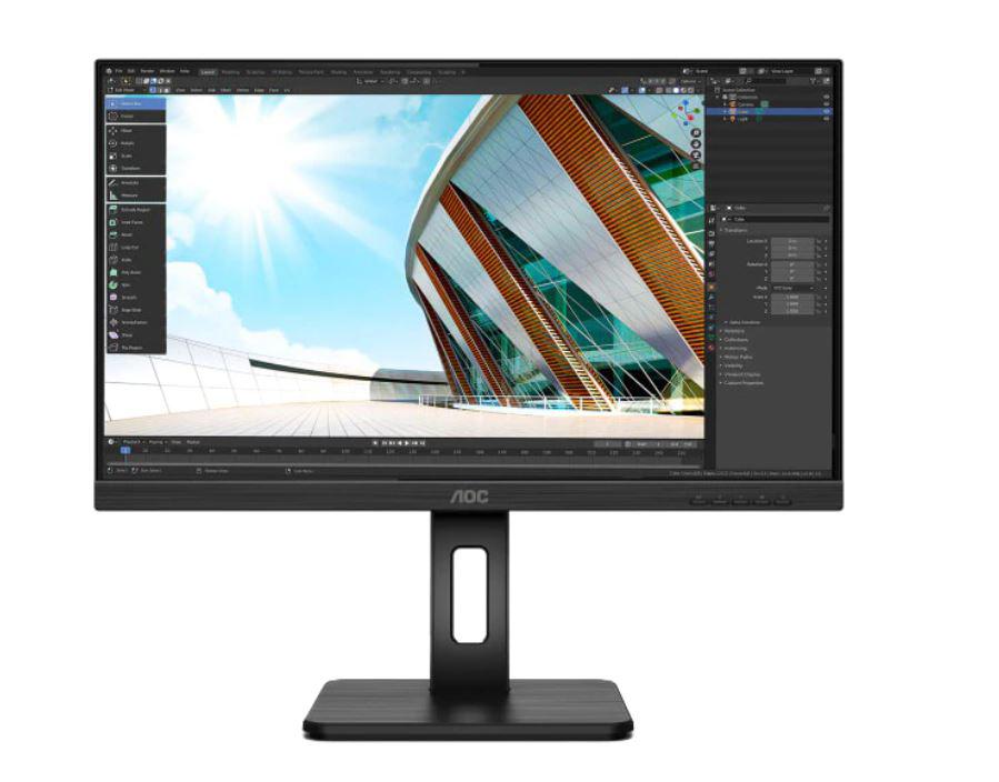 Monitor 27" AOC Q27P2Q, WQHD 2560*1440, 75 Hz, WLED, IPS, 16:9, 4 ms, 300 cd/mp, 1000:1/ 50M:1, 178/178, antiglare, 3H, pivot, frameless, boxe 2*2W, headphone out, HDMI, DP, VGA, 4* USB, flicker free, low blue light, culoare negru