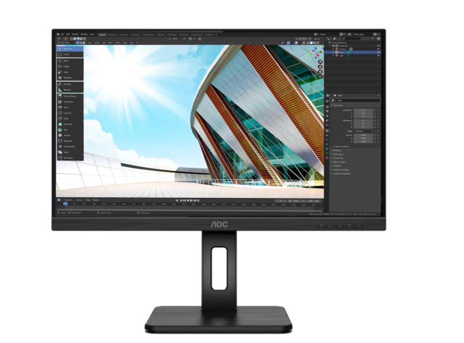 Monitor 23.8" AOC Q24P2Q, WQHD 2560*1440, 75 Hz, WLED, IPS, 16:9, 4 ms, 250 cd/mp, 1000:1/ 50M:1, 178/178, antiglare, 3H, pivot, VESA 100x100, frameless, boxe 2*2W, headphone out, HDMI, DP, VGA, 4* USB, flicker free, low blue light, culoare negru