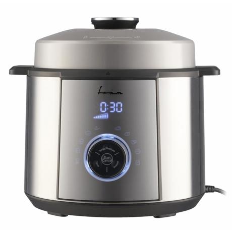 Multicooker cu presiune Fram FPCK-R57IX, 1100W, Display LED, Control electronic, 10 programe, Vas aluminiu cu invelis non-stick