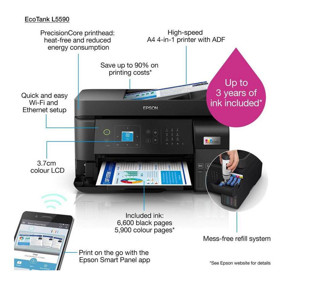 Multifunctional inkjet color CISS Epson L5590