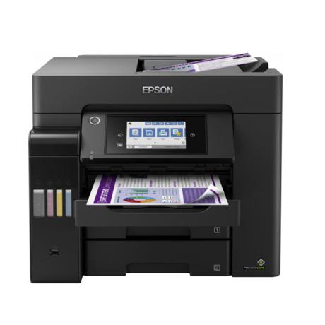 Multifunctional inkjet color CISS Epson L6570, dimensiune A4 (Printare, Copiere, Scanare, Fax), viteza 32 ppm alb-negru, 32ppm color, rezolutie 4800x1200 dpi, alimentare hartie 550 coli, scanner CIS rezolutie 1200x2400 dpi, DADF, fax memorie 550 pagini, interfata: USB 2.0, Ethernet, Wireless, WI-FI