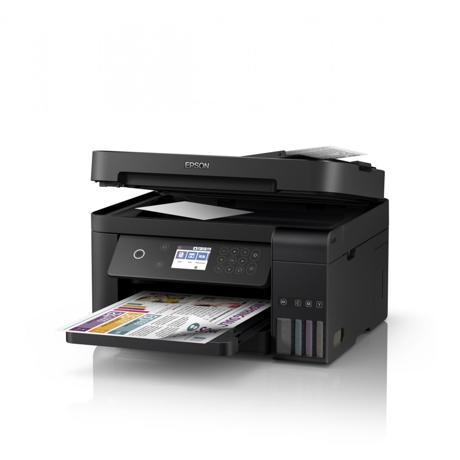Multifunctional inkjet color CISS Epson L15160, dimensiune A3 (Printare, Copiere, Scanare, Fax), duplex, viteza 32ppm alb-negru, 32ppm color, rezolutie 4800x2400 dpi, alimentare hartie 2 sertare x 250 coli, scanner CIS rezolutie 2400x1200 dpi, ADF 50 coli, fax memorie 550 pagini, trimitere fax de la