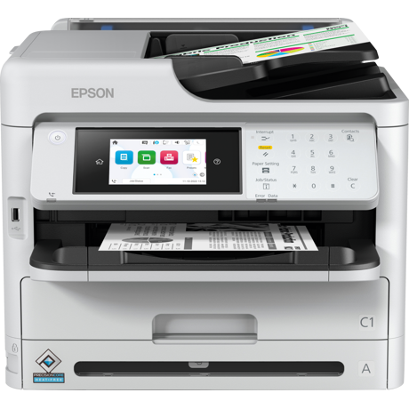 Multifunctional Epson mono Inkjet WF-M5899DWF ( Print, Copy, Scan, FAX), Dimensiune: A4, Viteza printare: 34ppm, Duplex, Rezolutie printare: 1.200 x 2.400 DPI, Scanner CIS, Scanare: 30Ipm, Rezolutie scanare: 1.200 DPI x 2.400 DPI, Scanare catre: Email, FTP, USB, Computer, Format scanare: BMP, JPEG