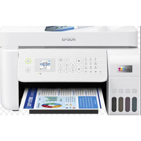 Multifunctional inkjet color Epson EcoTank CISS L5296, culoare: alb, dimensiune A4(Printare,Copiere, Scanare, Fax), printare borderless, viteza 33ppm alb-negru, 15ppm color, rezolutie 5760 x 1440 dpi, alimentare hartie 100 coli, ADF 30 coli ,scanner CIS, rezolutie 1200 x 2400 dpi, interfata: USB